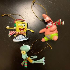Spongebob Squarepants Snowball Fight Ornament Set
